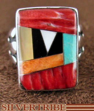 Silver Yellow Mother of Pearl Multicolor Ring Size 6-1/2 NS35388